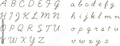 シンプルでナチュラルな手描きの英語文字のセット