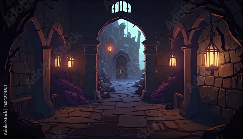 Dark Depths of Despair: An Anime-Style RPG Dungeon Background 