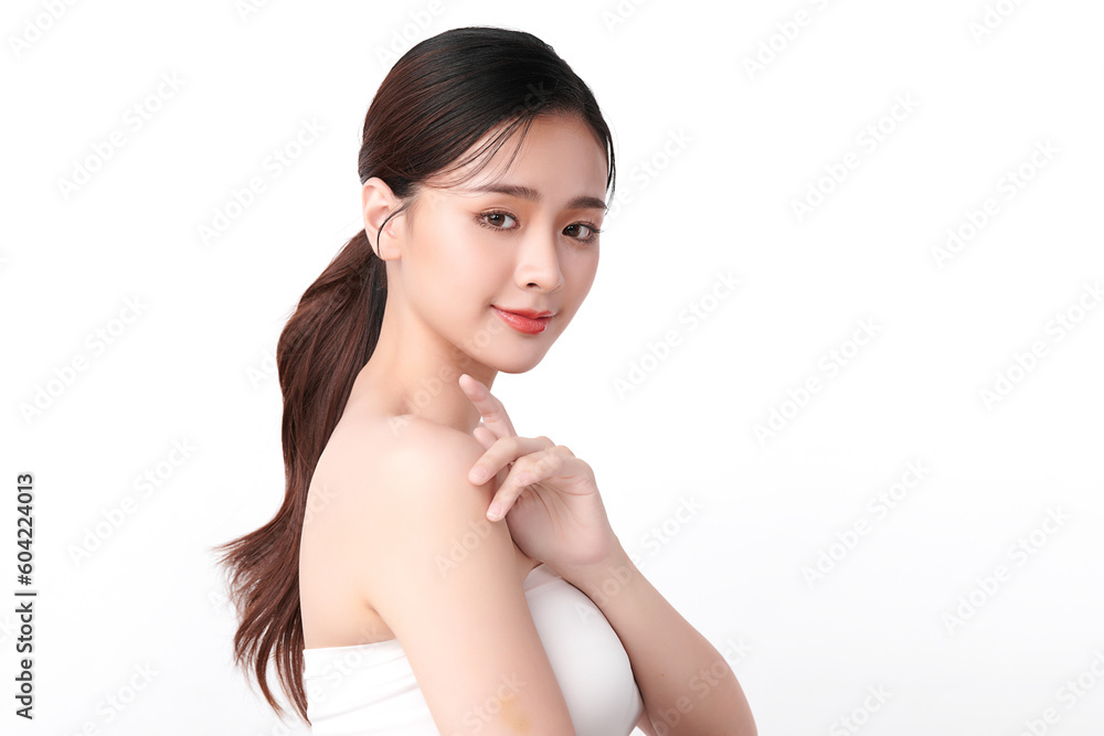 Beautiful young asian woman with clean fresh skin on white background, Face care, Facial treatment, Cosmetology, beauty and spa, Asian women portrait. Beautiful young asian woman with clean fresh skin on white background, Face care, Facial treatment, Cosmetology, beauty and spa, Asian women portrait.