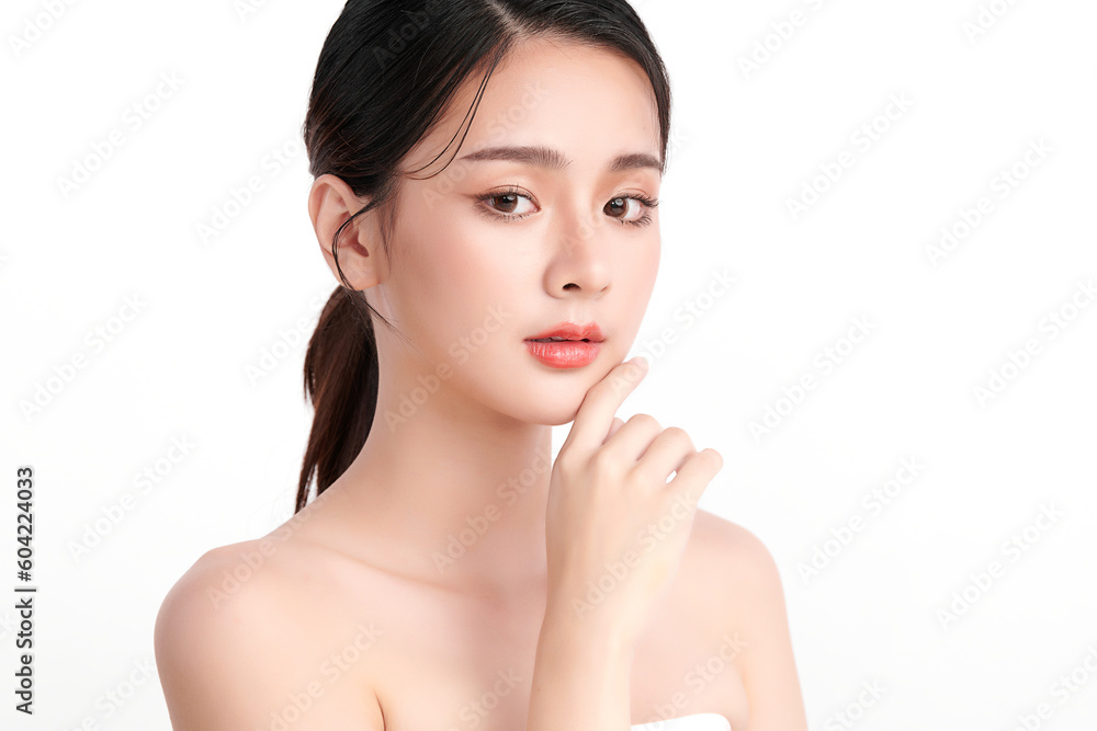 Beautiful young asian woman with clean fresh skin on white background, Face care, Facial treatment, Cosmetology, beauty and spa, Asian women portrait. Beautiful young asian woman with clean fresh skin on white background, Face care, Facial treatment, Cosmetology, beauty and spa, Asian women portrait.