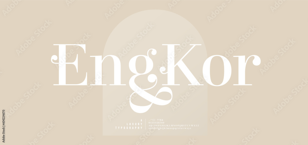 Luxury wedding logo alphabet letters font. Typography elegant classic lettering serif fonts decorative vintage retro logos with tails and number. vector illustration