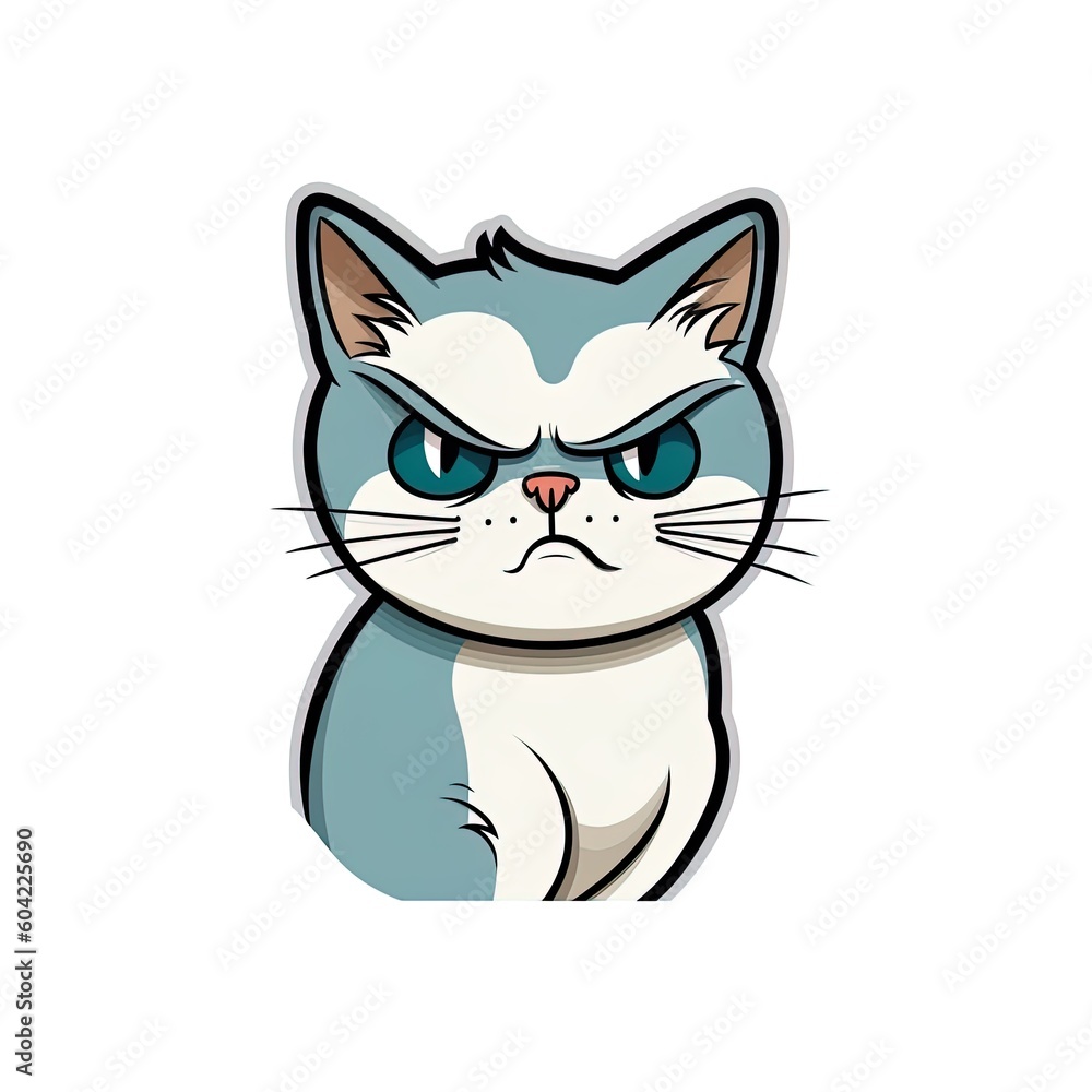 Cartoon sticker with a kitten. sticker for printing. Generative AI Cartoon sticker with a kitten. sticker for printing. Generative AI