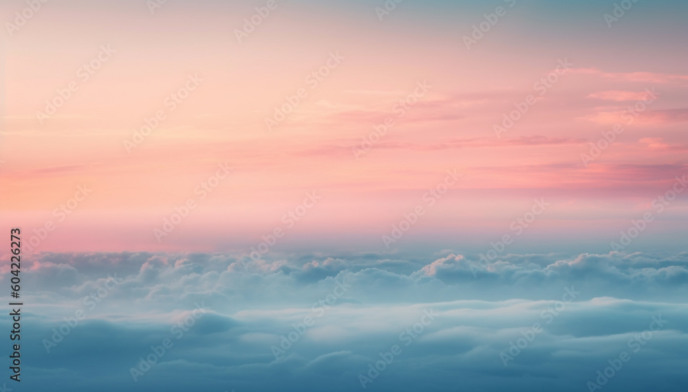 Dramatic sky with fluffy cumulus clouds, a tranquil scene above generated by AI