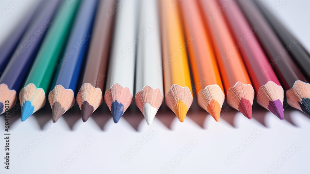 Color pencils in white background with generative ai Color pencils in white background with generative ai