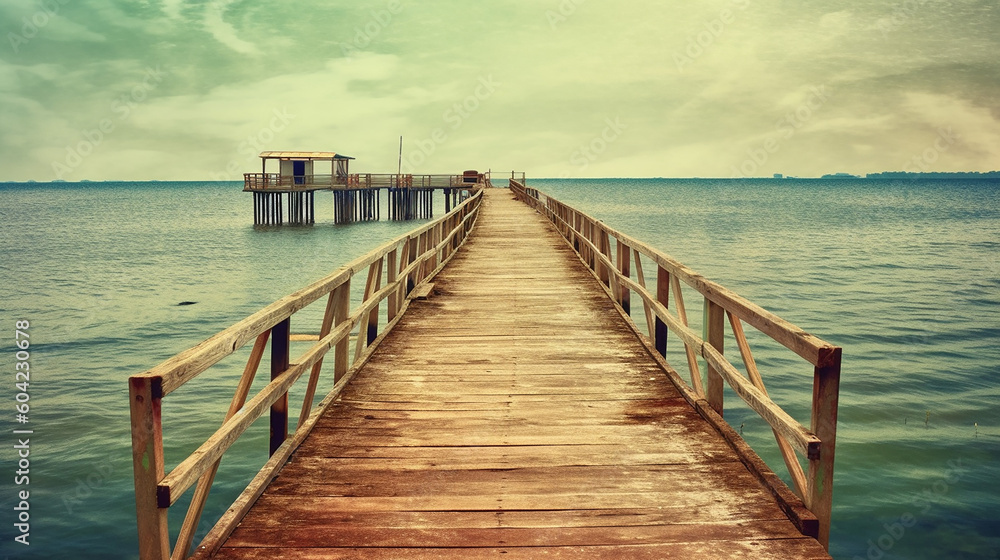 Wooden pier on the sea. 