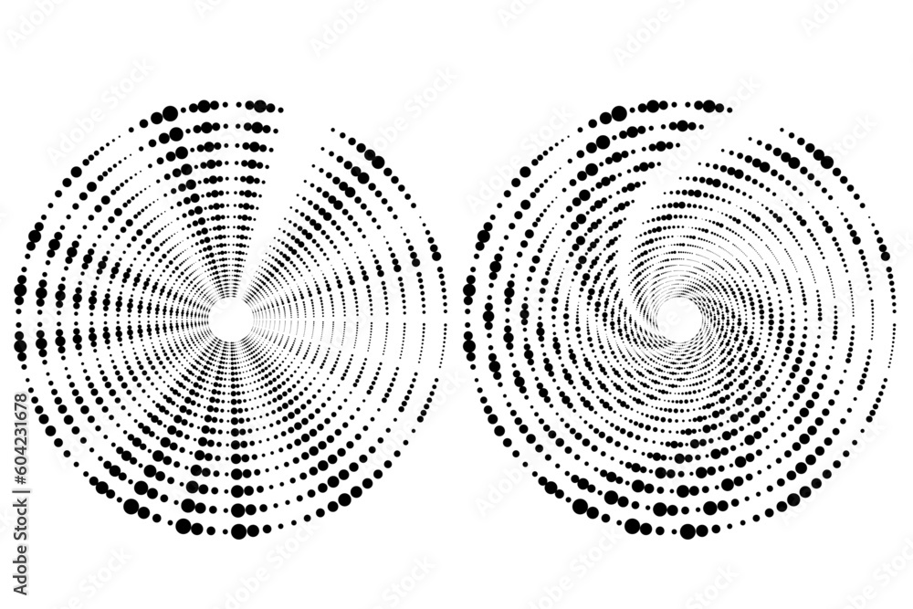 Halftone logo set. Circular dotted logo isolated on the white background. Garment fabric design.Halftone circle dots texture. Vector design element for various purposes. Halftone logo set. Circular dotted logo isolated on the white background. Garment fabric design.Halftone circle dots texture. Vector design element for various purposes.