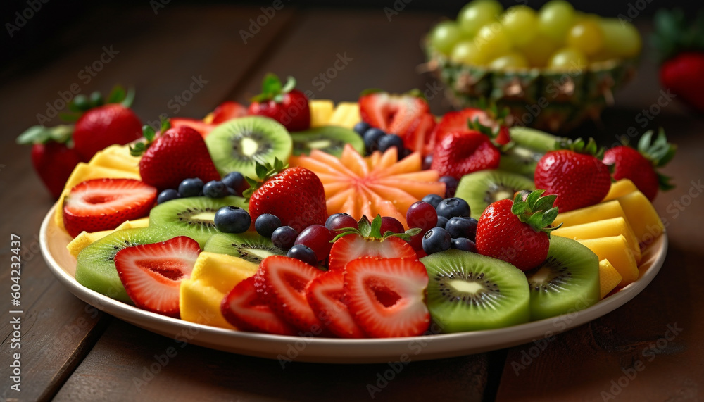 A vibrant fruit salad with a variety of healthy berries generated by AI