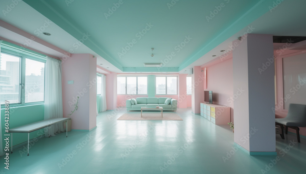 The modern lobby natural light illuminates the comfortable armchair generated by AI The modern lobby natural light illuminates the comfortable armchair generated by AI
