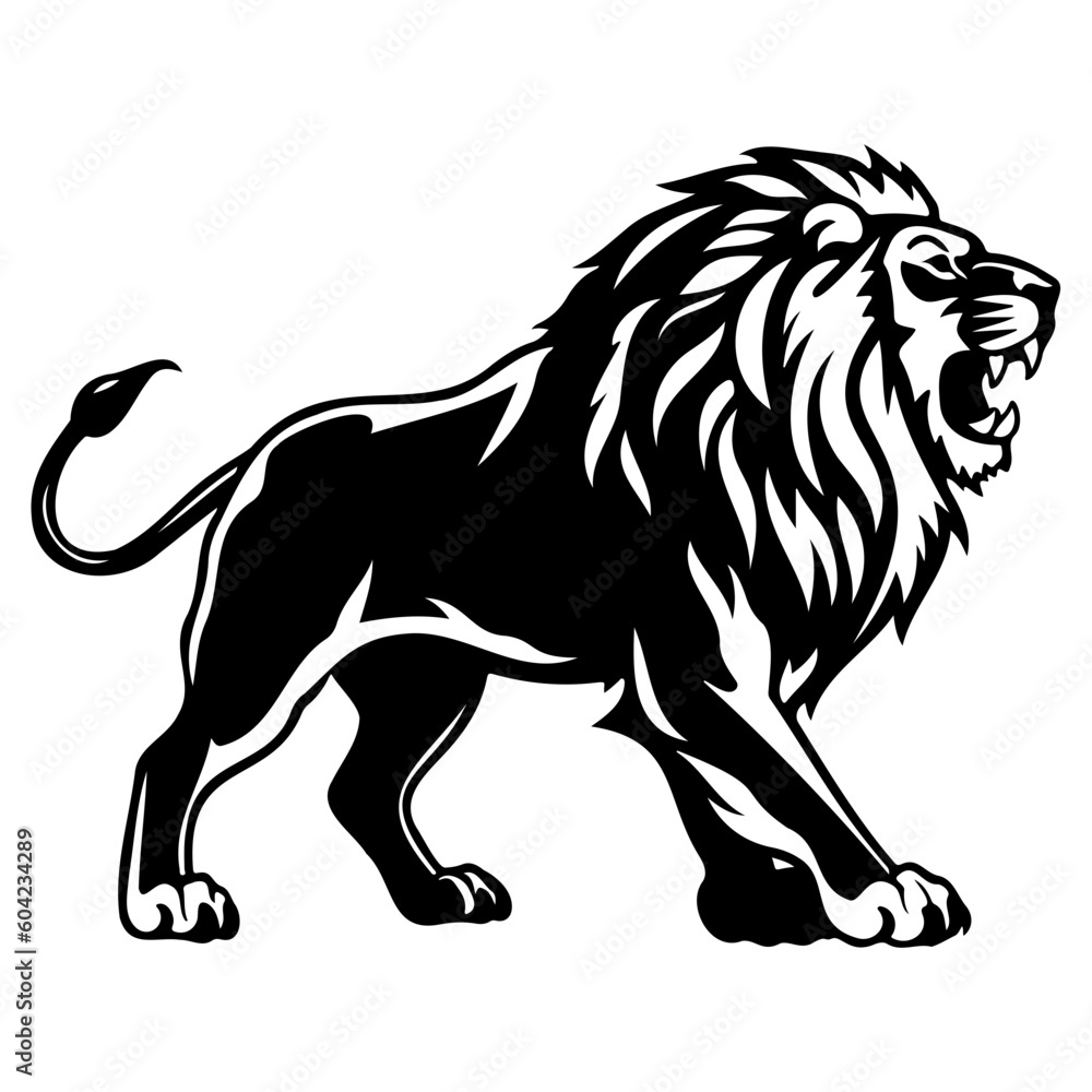 ferocious Lion, Angry Lion Face Side, Lion mascot logo, Lion Black and White Animal Symbol Design. ferocious Lion, Angry Lion Face Side, Lion mascot logo, Lion Black and White Animal Symbol Design.