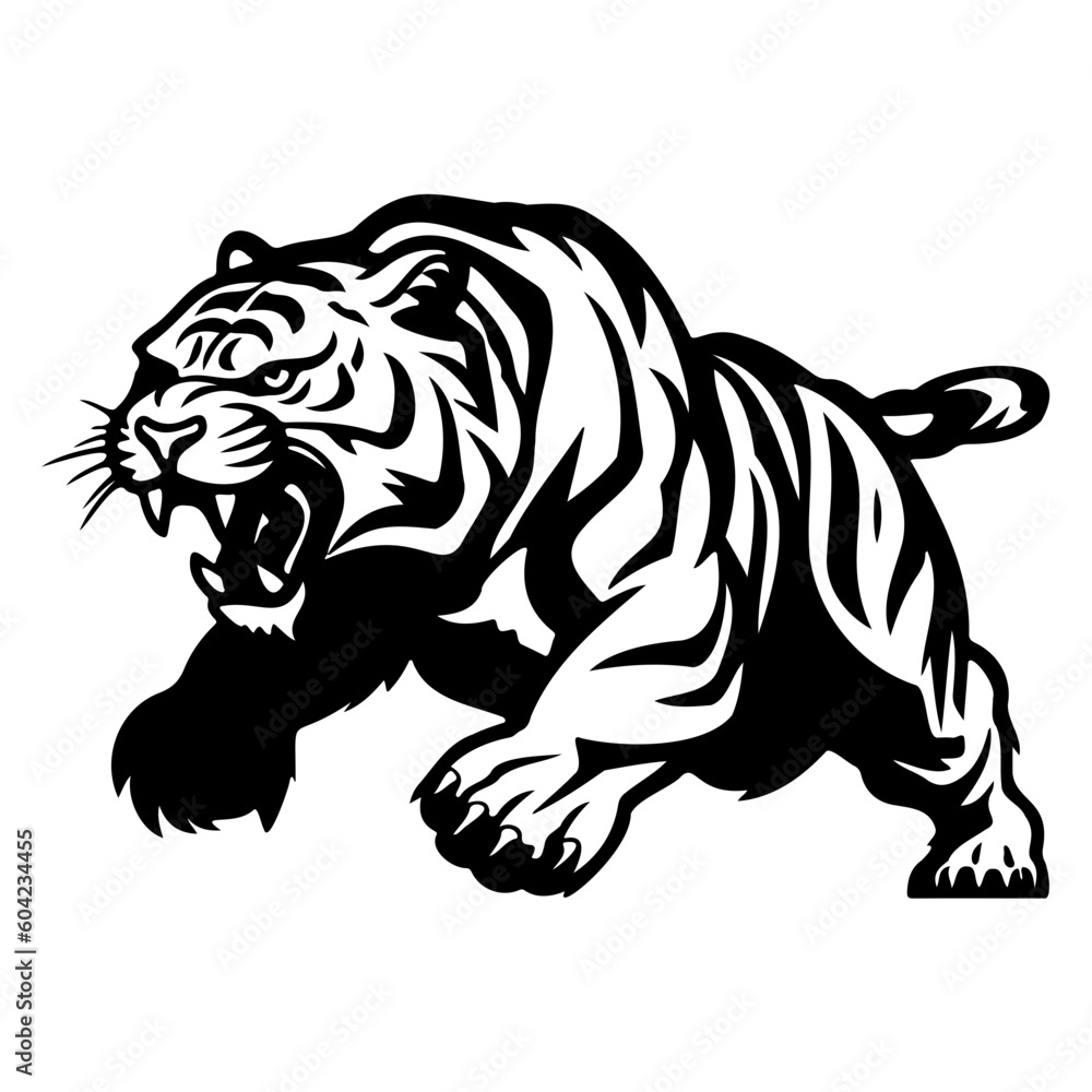 ferocious tiger, Angry tiger Face Side, tiger mascot logo, tiger Black