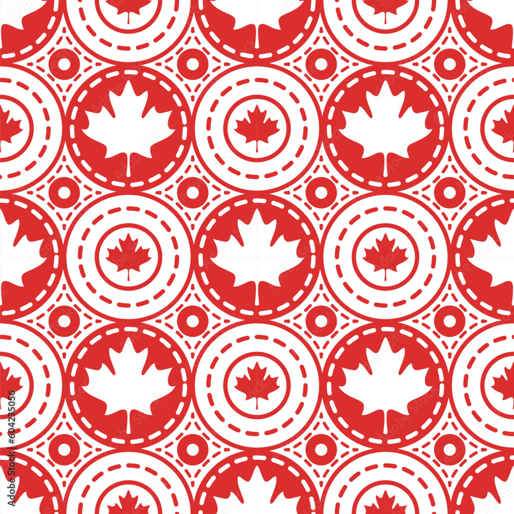 Canadian Flag themed maples leaves red pattern