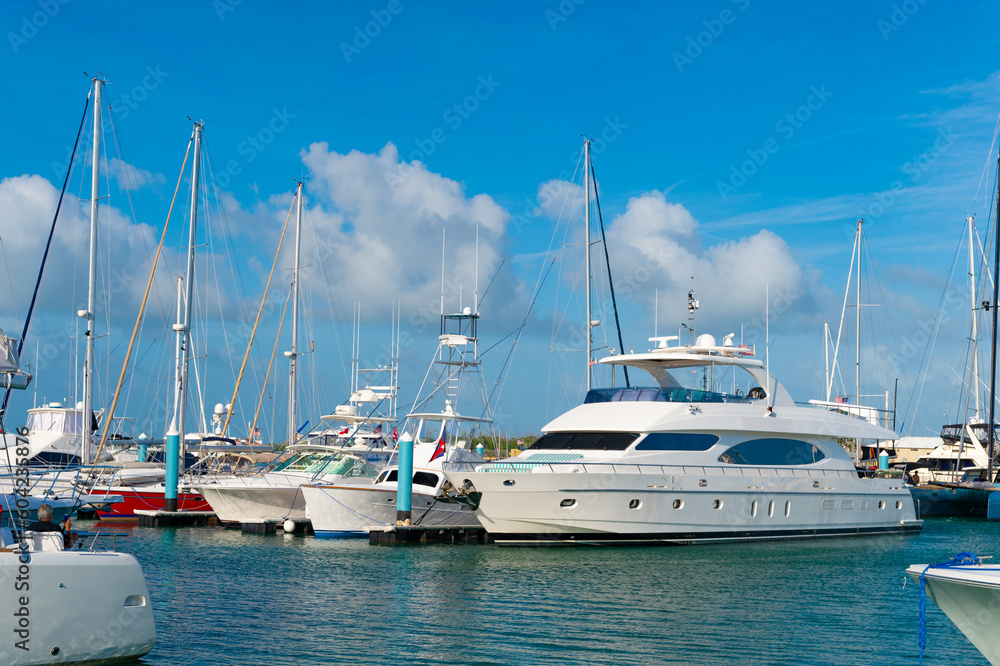 private yacht at seaside harbour for vacation. photo of yacht at seaside harbour.