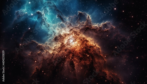 Fototapeta Naklejka Na Ścianę i Meble -  Supernova explosion creates abstract star field in deep space landscape generated by AI