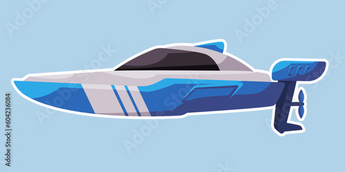 Speed boat fast ocean sea transportation modern vacation nature activity blue color