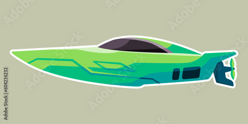 Speed boat fast ocean sea transportation modern vacation nature activity green color