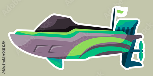 Speed boat fast ocean sea transportation modern vacation nature activity green color