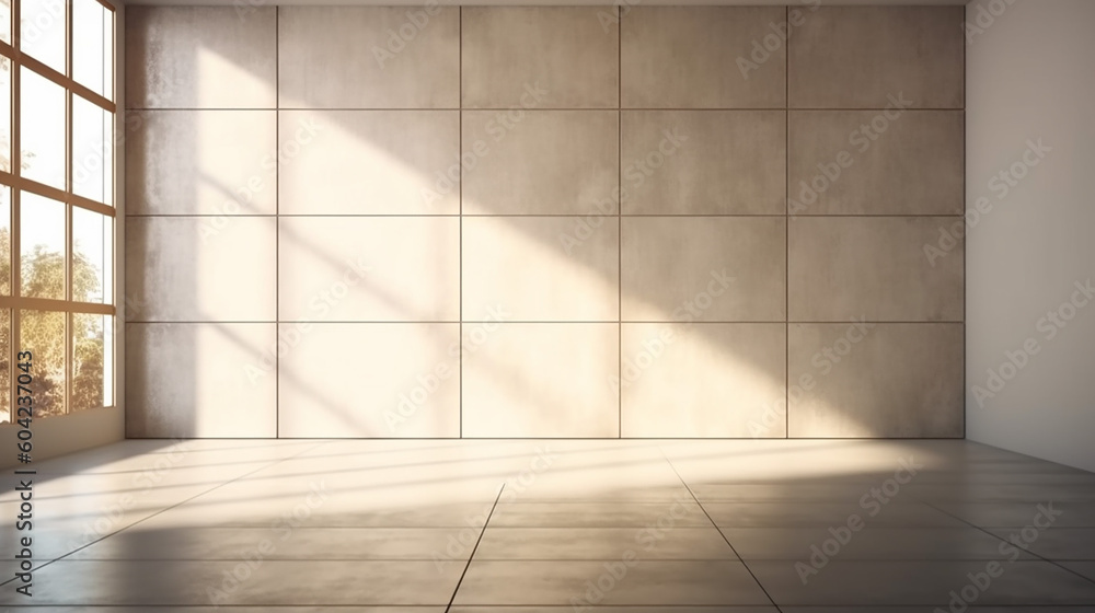 Beautiful sunlight shadow on blank smooth clean concrete.