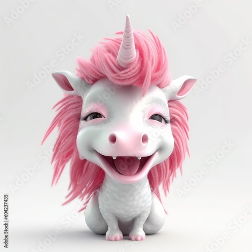 3D cartoon unicorn portrait wearing clothes  standing in front  studio lights  generative ai