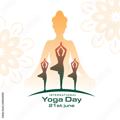 21st june international yoga day background with exercise posture