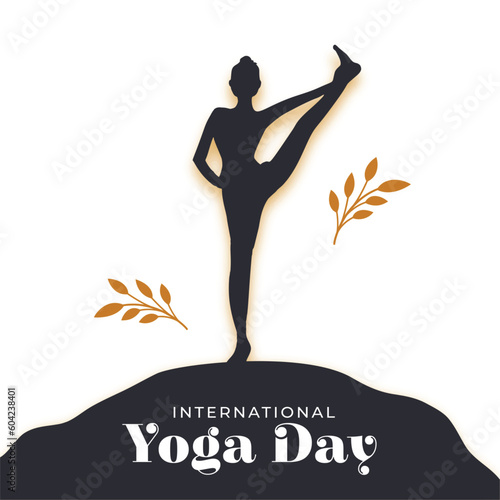 nice international yoga day background with golden leaves design