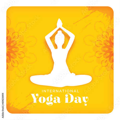 paper style happy international yoga day background design
