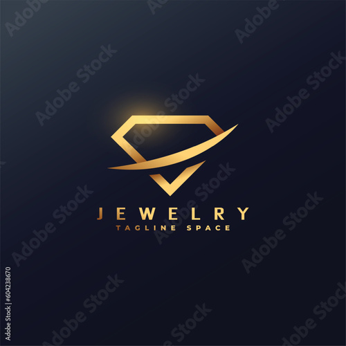 shiny diamond jewelry logo vector design with tagline space