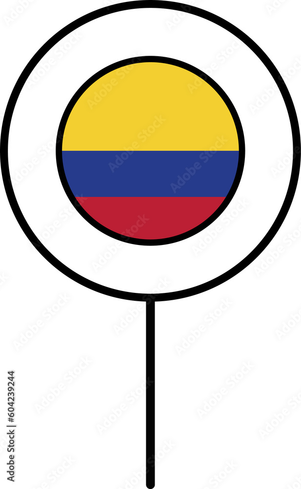 Naklejka premium Colombia flag circle pin icon.