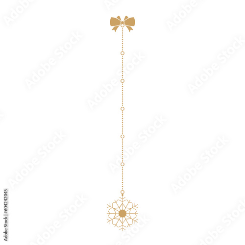 Golden snowflake with chain