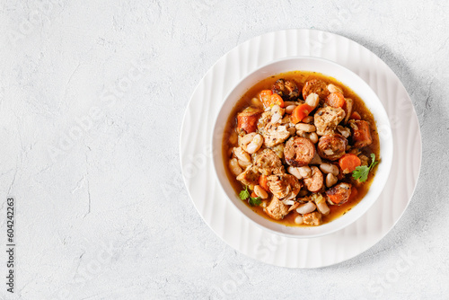 french cassoulet of chicken, sausages, white beans