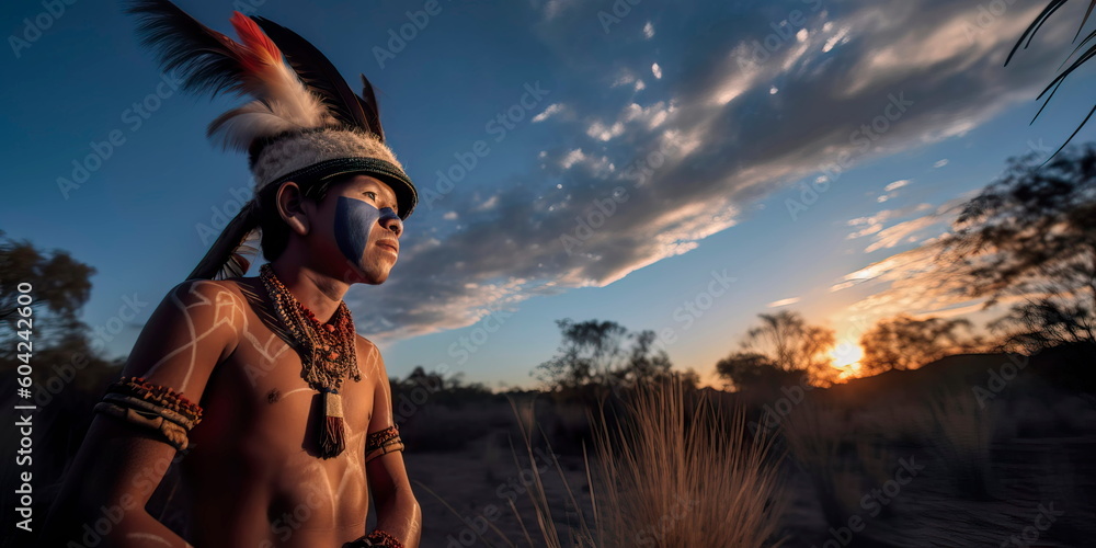 Naklejka premium Delving into the mystical traditions of indigenous communities Generative AI