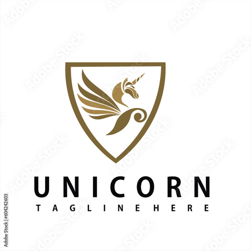 unicorn horse logo with vector logo design