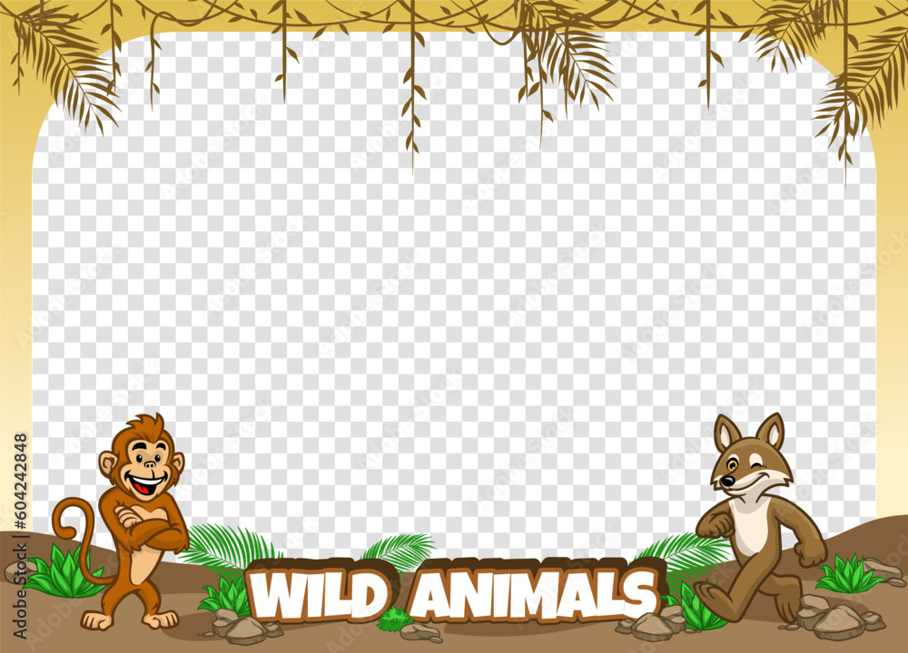 Fototapeta premium Frame Design of Wild Animal Zoo Nature