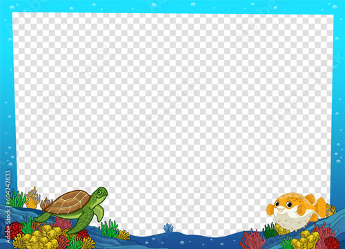 Frame Design of Funny Cartoon Coral Reef