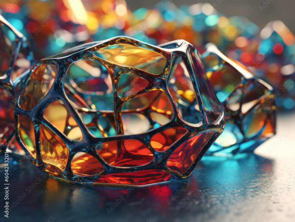 Colorful glass abstract background An abstract image featuring organic shapes and lines that intersect and overlap created with Generative AI technology..