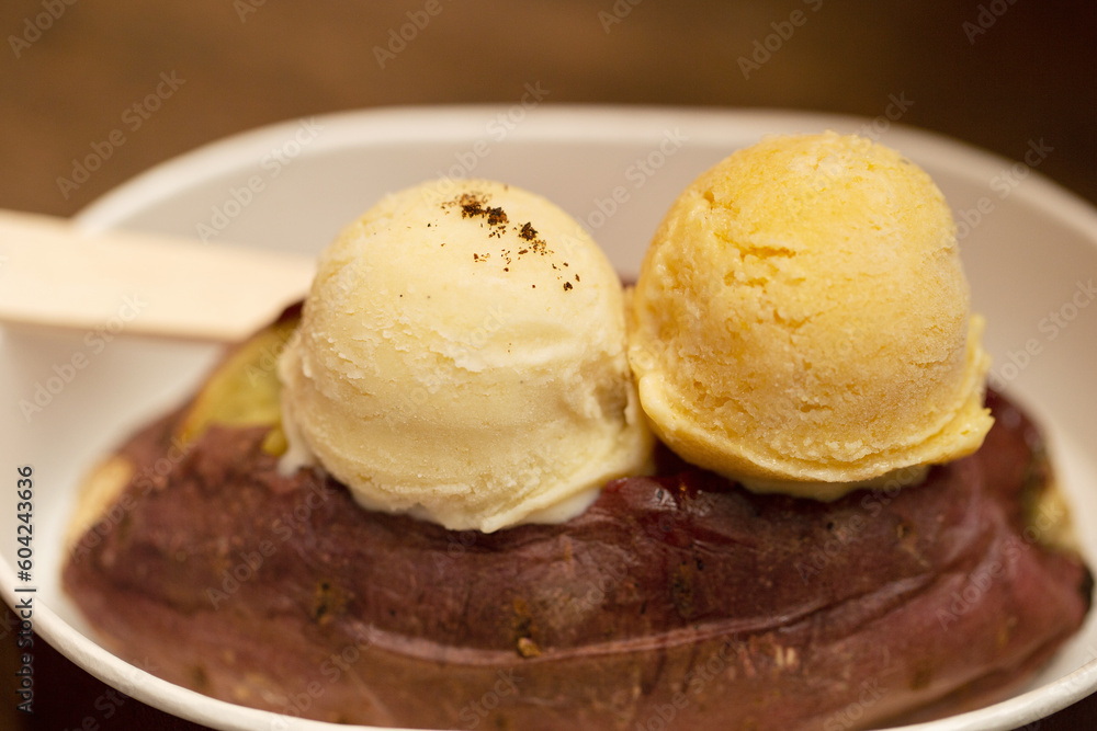 Ice Cream on Baked Sweet Potatoes Ice Cream on Baked Sweet Potatoes