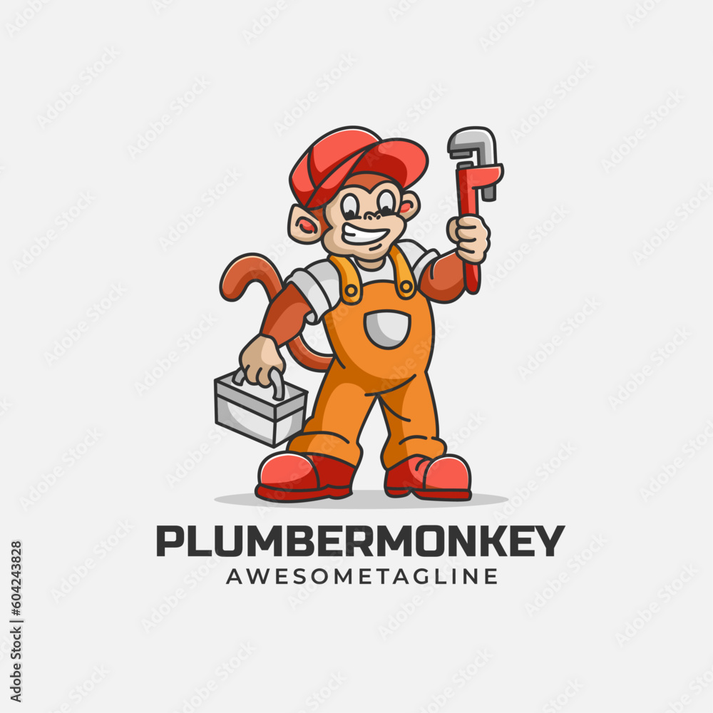 Plumber Monkey Character Mascot Plumber Monkey Character Mascot