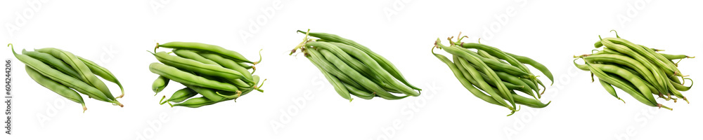 Set of green bean isolated on transparent background Set of green bean isolated on transparent background
