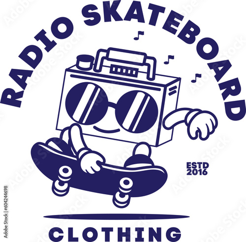 radio skateboard for design clhoting or desain logo flat vector