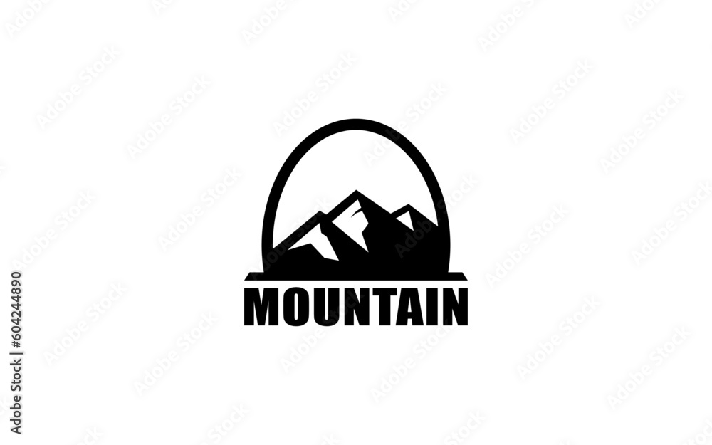 Mountain logo template with emblem style.