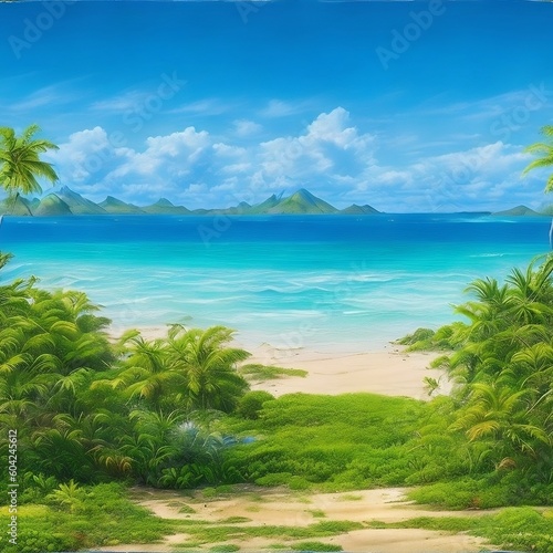 beach with palm trees landscape