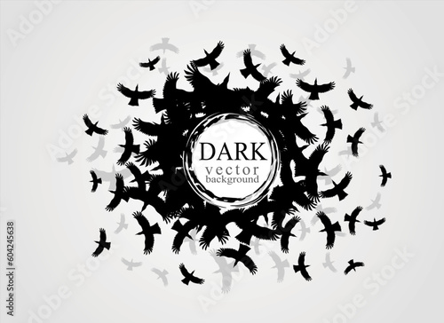 Dark background with crows.