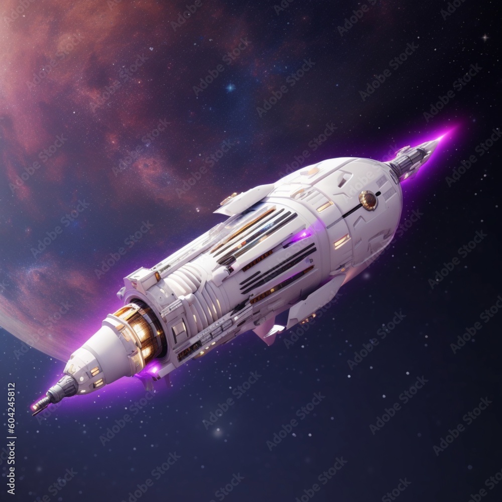 2300s white spacecraft in purple cosmos created by Generative AI
2300s white spacecraft in purple cosmos created by Generative AI