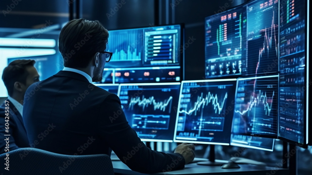 Analyst working with Business Analytics and Data Management System on computer to make report with Generative AI Technology. Analyst working with Business Analytics and Data Management System on computer to make report with Generative AI Technology.