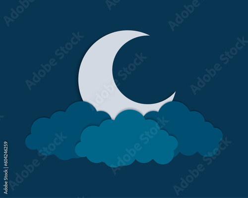Happy Islamic New Year With Crescent Moon And Cloud