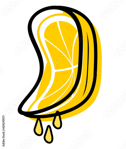 orange or lemon slice squeeze vector illustration icon
