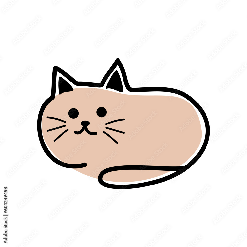 Cute brown fat cat sleep cartoon icon flat vector design Cute brown fat cat sleep cartoon icon flat vector design