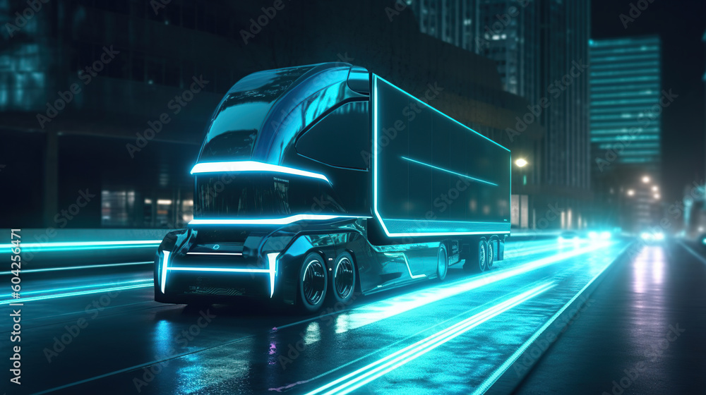 autonomous futuristic truck  Generative AI