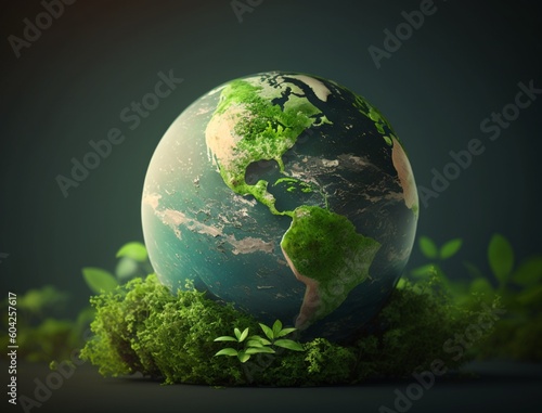 World environment and earth day concept with globe nature.Generative AI.
