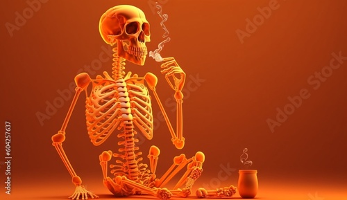 World no tobacco day on orange background, No smoking conceft.Generative AI.