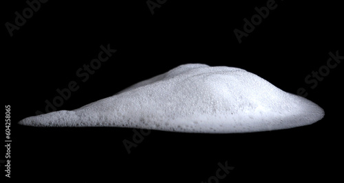 White liquid soap bubble from soap or shampoo or shower gel, abstract bubble set foam, with clipping path texture and black background.